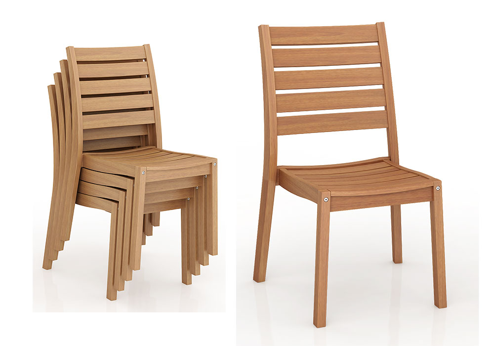 SET(7pcs) 6- ARIZONA STACKING CHAIR (KD) + OREGON RECT. TABLE 160 x 90 x 74cm