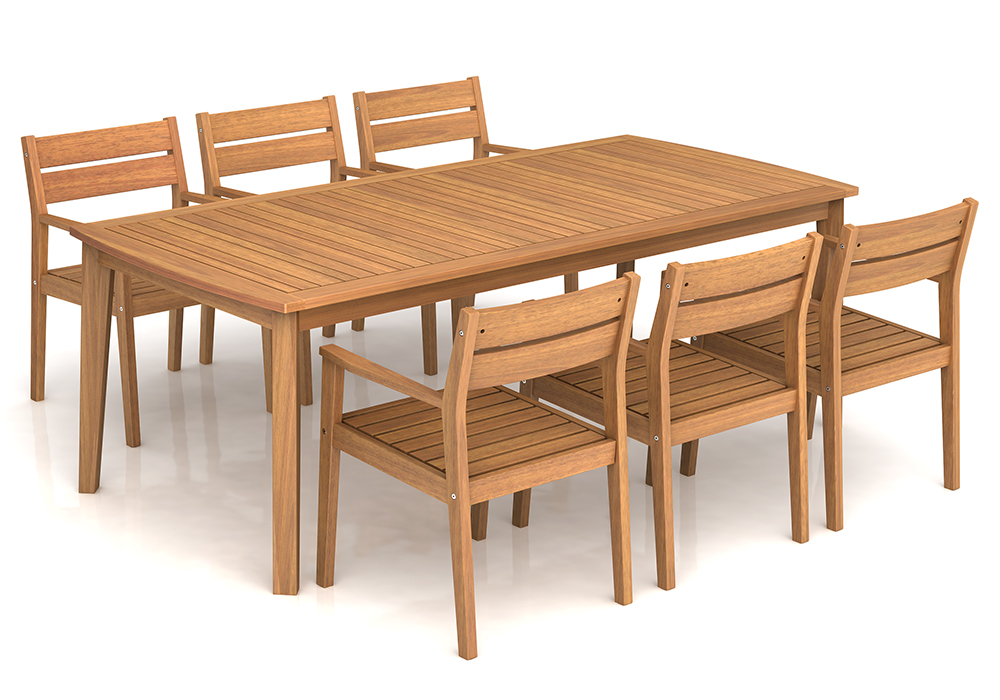 SET(7pcs)- BAVARIA TABLE 220 x 100 x 76Cm + 6 BAVARIA DINING ARMCHAIR