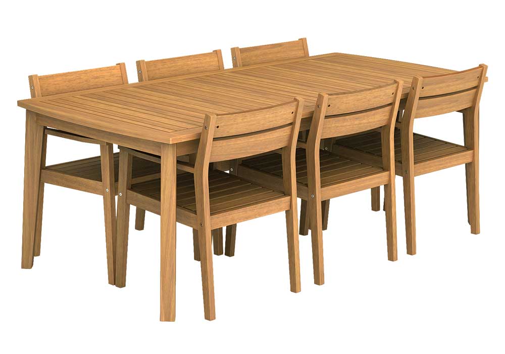 SET(7pcs)- BAVARIA TABLE 220 x 100 x 76Cm + 6 BAVARIA DINING ARMCHAIR