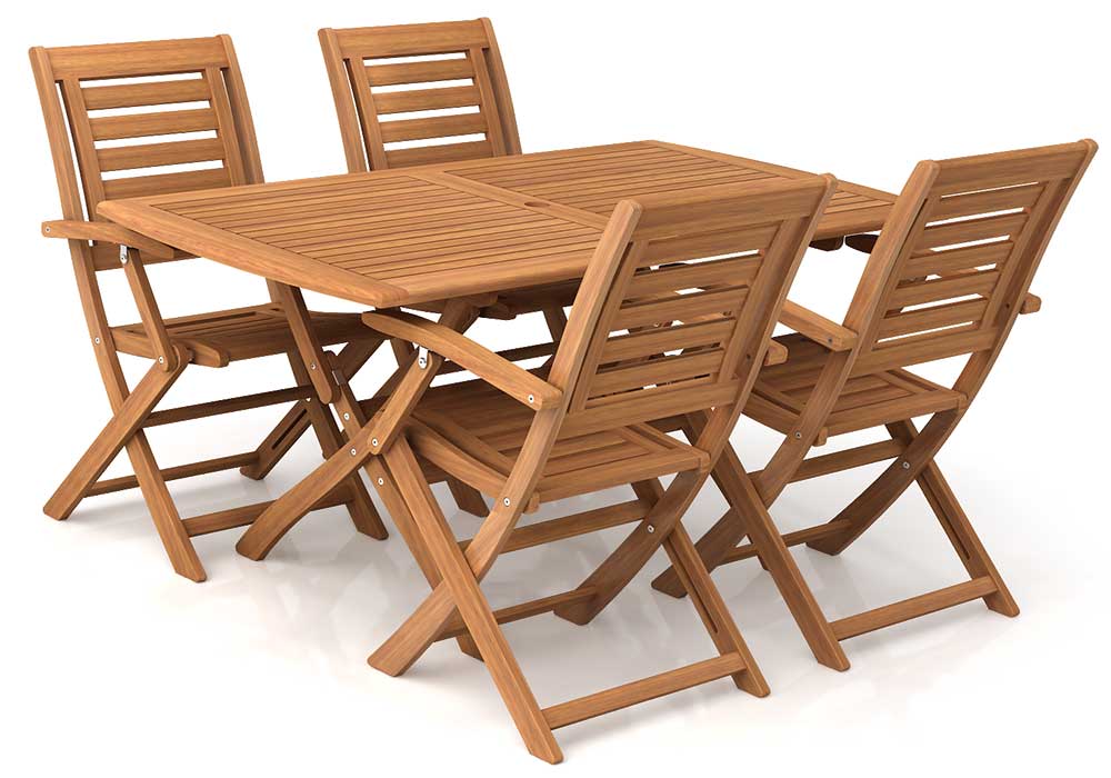 SET(5pcs)- BIRMINGHAM RECT. FOLDING TABLE 150 x 85 x 72cm / 02 + 4 BUFFALO FOLDING ARMCHAIR / 03