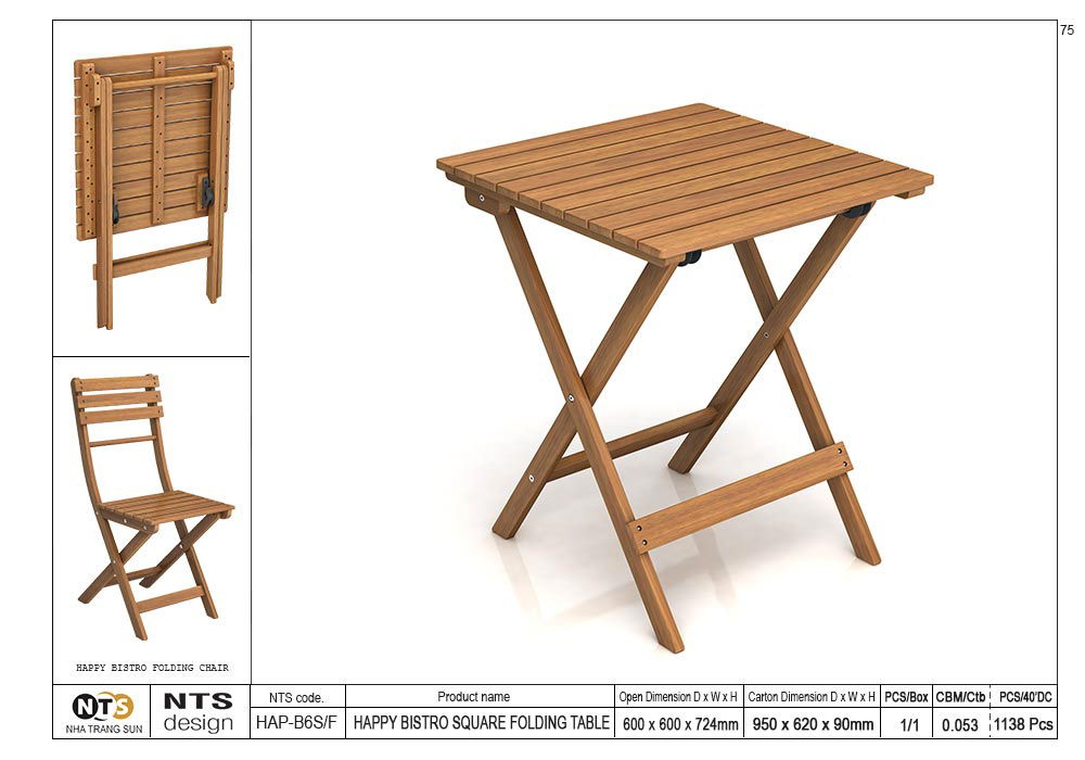 HAPPY BISTRO SQUARE FOLDING TABLE