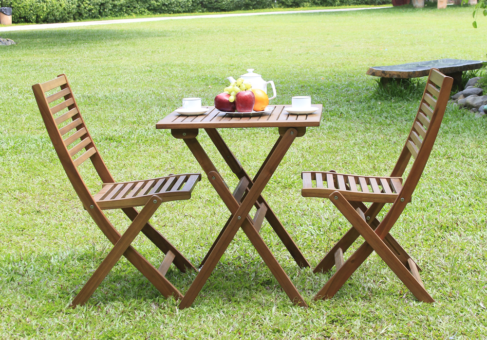 SET(3pcs) EAZY SQUARE FOLDING TABLE 60 x 60 x 72CM  + 2 EAZY FOLDING CHAIR-EN 45 x 57,5 x 89cm